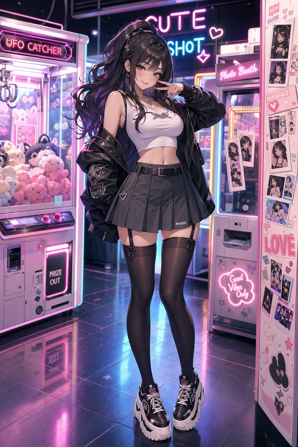 GPT-Image-2 案例 · 霓虹街机时尚写真