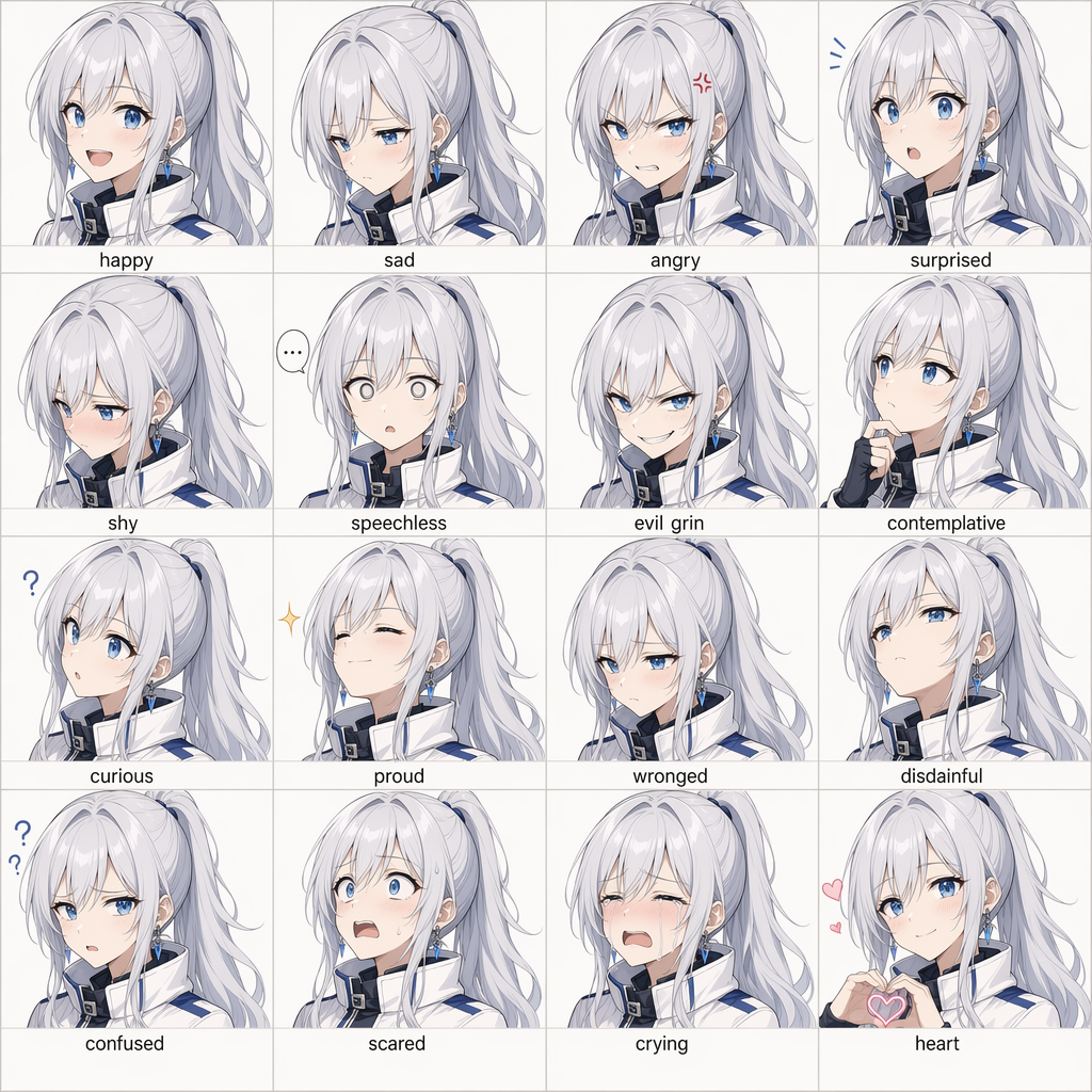GPT-Image-2 案例 · 16格动漫表情网格