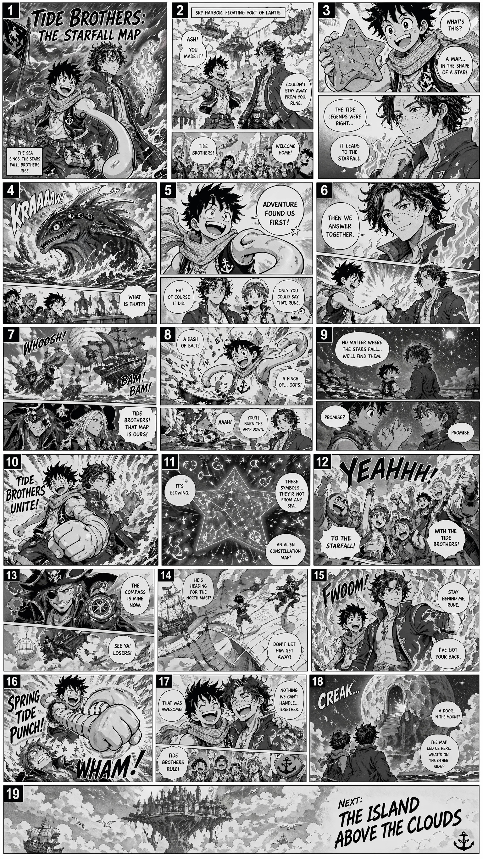 GPT-Image-2 案例 · 《Tide Brothers》19页漫画样张