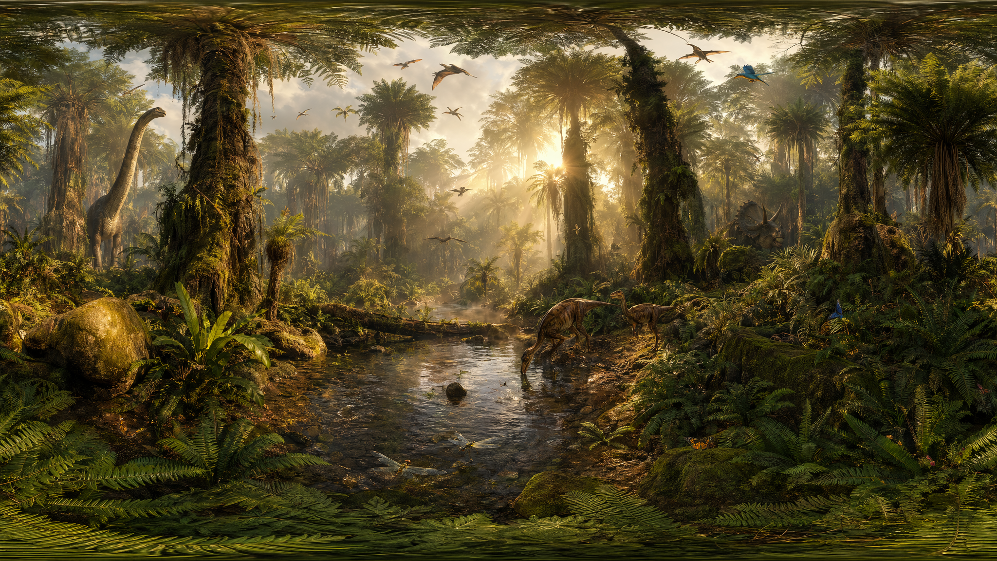 GPT-Image-2 案例 · 360° 等幅投影丛林全景